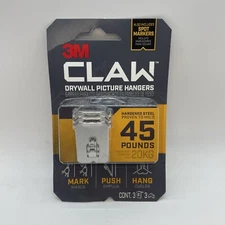 3m 3PH45M-3ES Claw Drywall Picture Hanger, Holds 45 Lbs, 3 Hooks And 3 Spot