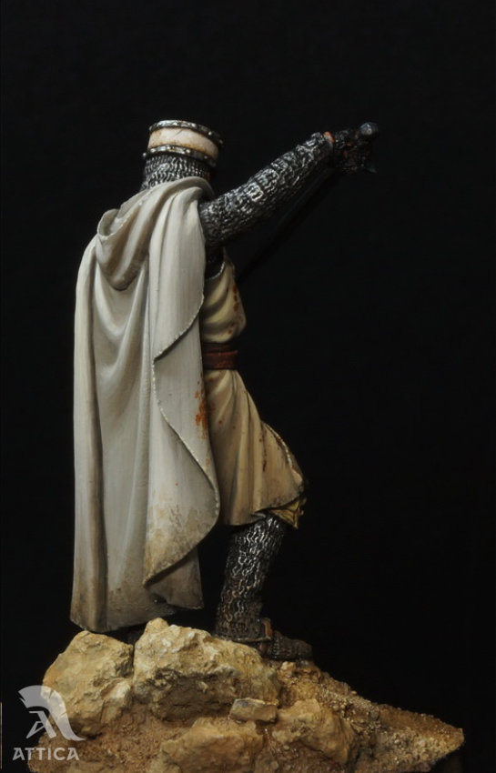 Soldat en étain Chevalier de l'Ordre des Templiers à collectionner avec hache 54 mm Âge médiéval et croisades - France