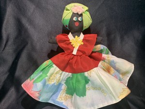 antique topsy turvy doll black white