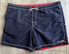 Tommy Hilfiger Mens Swim Trunks Blue Red Mesh Lined Pocket Board Shorts Size XL