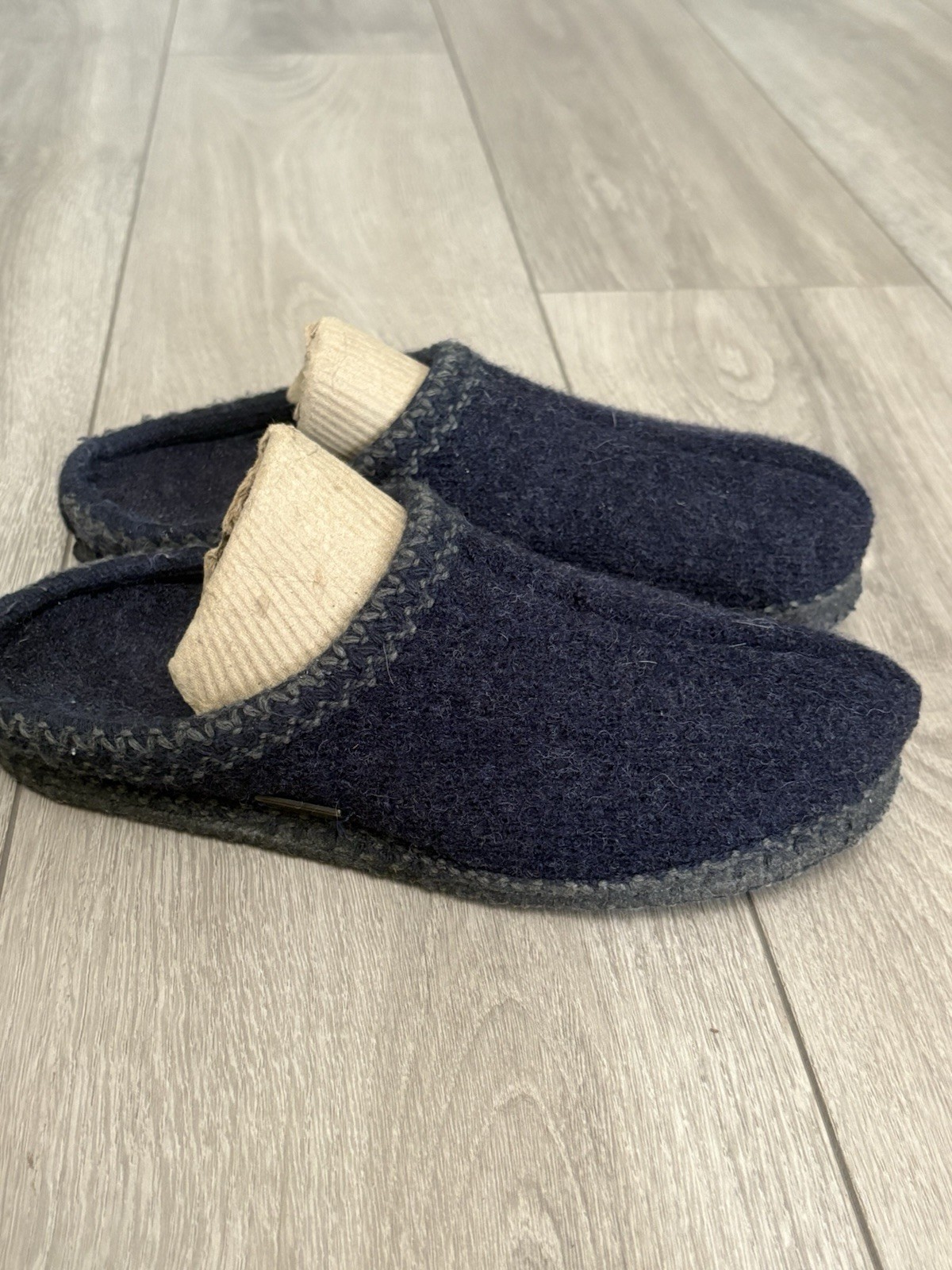 SAOLA Pantofole Haflinger donna Goatar 100% lana blu navy suola morbida taglia 8