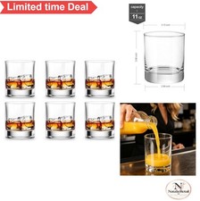 Whiskey Glasses Set of 6 11 Oz Lowball Crystal Tumbler Lead Free Dishwasher