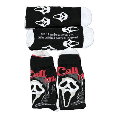 Scream Ghost Face Call Me Crew Socks 2 Pair Set Men's 10-13 Horror Slasher