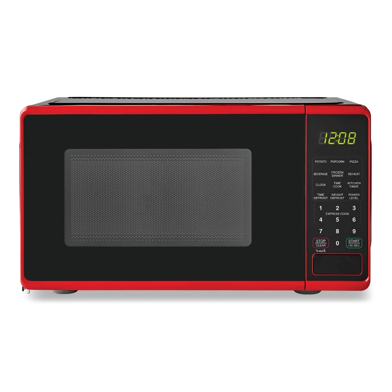 Mainstays 0.7 Cu ft Compact Countertop Microwave Oven, Black (red)