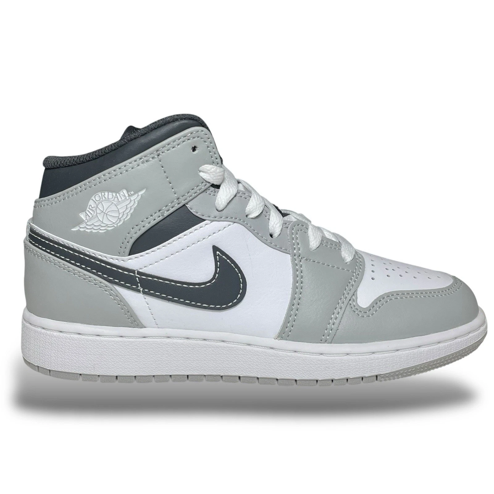 Nike Air Jordan 1 Mid Light grigio fumo antracite taglia UK 3 nuove di zecca