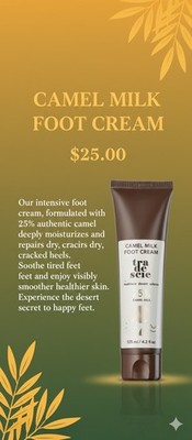 Camel Milk Foot Cream Moisturizing Natural Lotion for Sensitive, Cracked Heels