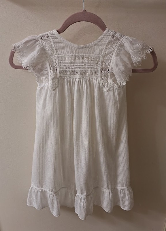 Vintage Childs Girls White Pinafore Dress Adorable EUC