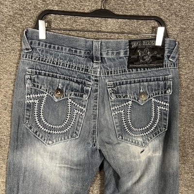 True Religion Rainbow Billy Jeans Mens 32x26 Blue Straight Stitch
