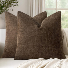 Set of 2 Textured Throw Pillow Covers Decorative Soft Accent Square Chenille Pil