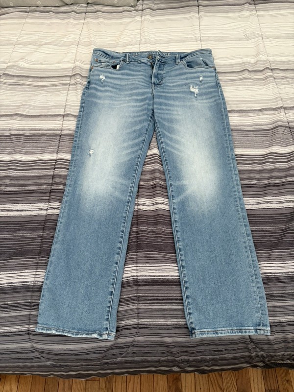 American Eagle Original Straight Jeans Men's 36x32 Light Wash Denim