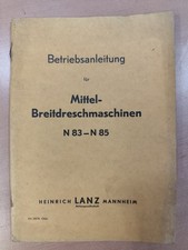 LANZ Mittel-Breitdreschmaschinen N83 N85 Betriebsanleitung MK9