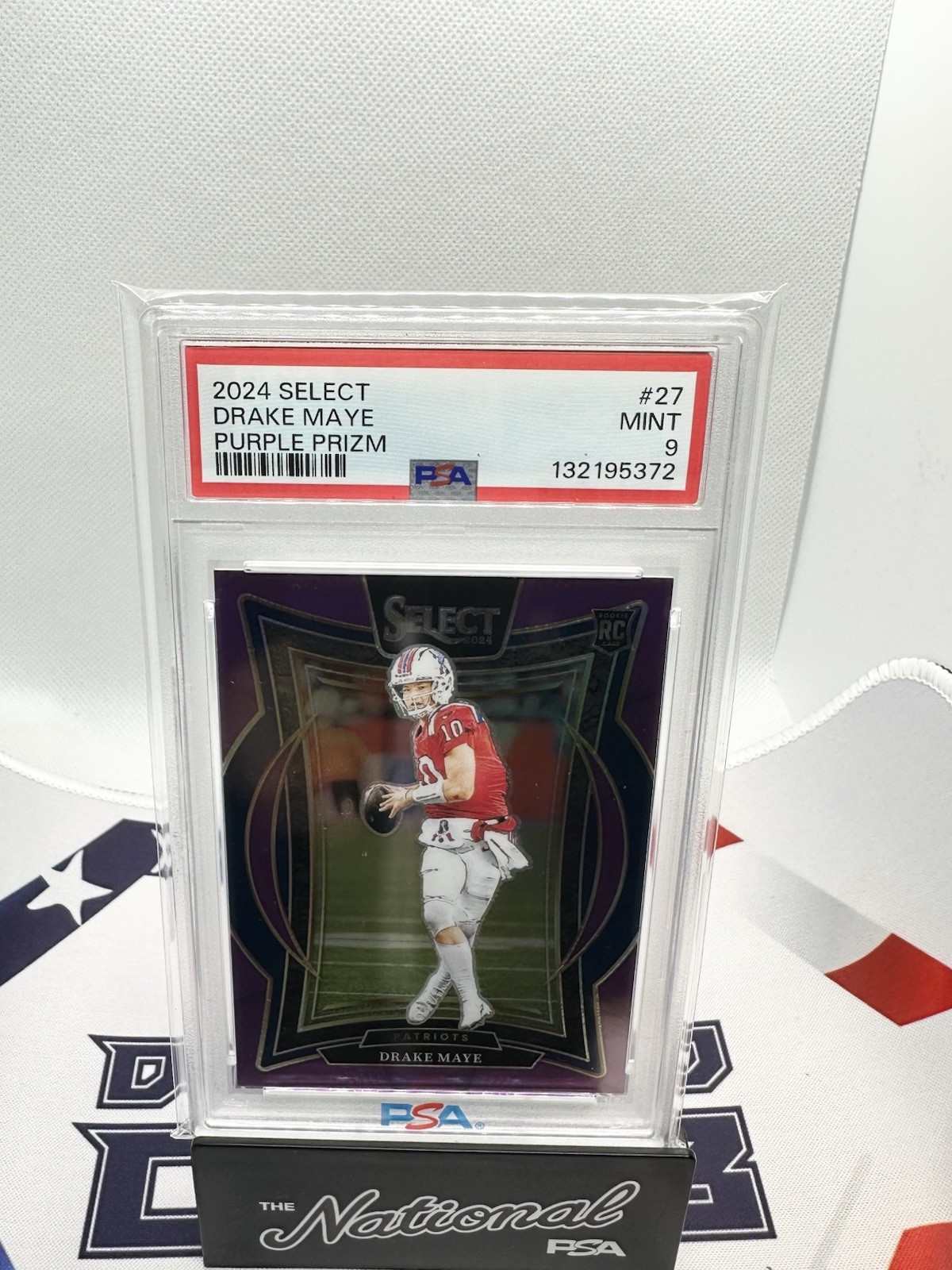 2024 Select DRAKE MAYE #27 PURPLE PRIZM RC /75 PSA 9 Rookie Patriots