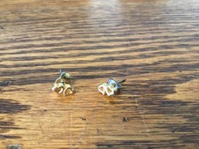 Vintage Gold Tone Hearts Butterfly Earrings Stud