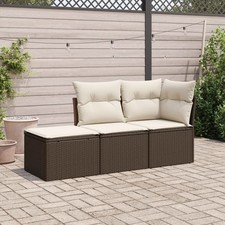 Gartenmöbel Sofa Garnitur Kissen Lounge Gartengarnitur 3-tlg. Poly Rattan vidaXL