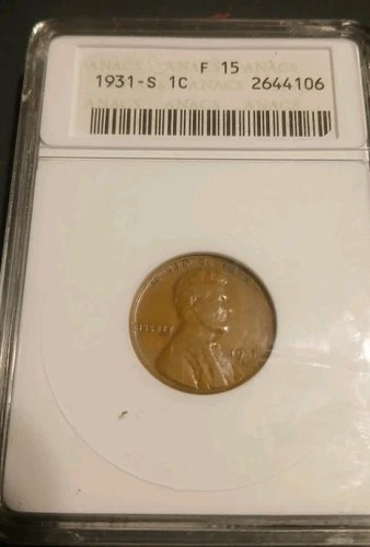 1931 S Beautiful Chocolate Brown Lincoln Wheat Cent ANACS  Fine 15