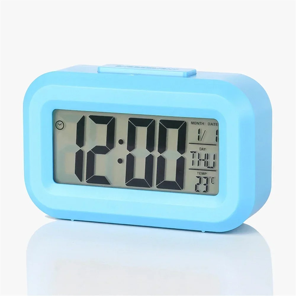 LED Digital Alarm Clock Snooze Backlight Calendar Time Display Table Desktop