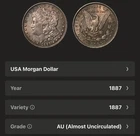1887 MORGAN SILVER DOLLAR $1 USA COIN
