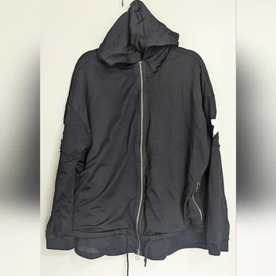 Zara Man Black White Zip-Up Hoodie with Star Sleeves Size XL | eBay