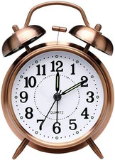 Retro Old Fashioned Bedside Alarm Clock with Twin Bell, Vintage Battery Operate