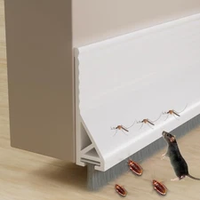 2PCS 2W x 39L White Door Draft Stopper, Brush, Self Adhesive Door Sweep
