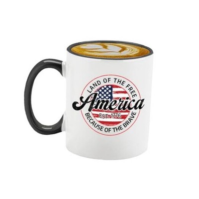 Veracco Land Of The Free America Est 1776 Because Of The Brave 11 Ounces Black