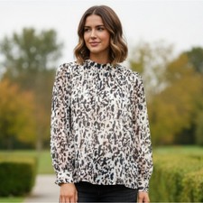 NWT Banana Republic Factory Pleated Mock Neck Blouse Size Large