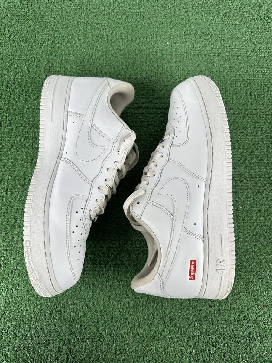 Size 11.5 - Nike Air Force 1 x Supreme Low Box Logo - White CU9225