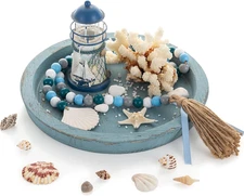 Beach Decor Decorative Tray: Farmhouse Coastal Tray for Nautical Themed Decorati