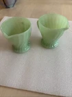 Vintage Jadite Swirl Fire King Glass Creamer  Jadeite Anchor Hocking Lot Of Two