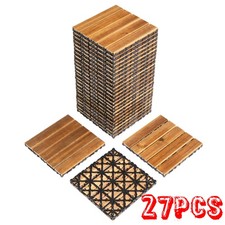 Image of 27 Pcs Wooden Interlocking Decking Tiles 30 x 30 x 2 cm DIY Deck Tiles Flooring