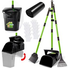 LANNEY Pooper Scooper - 38" Long Adjustable Metal Handle Dog Pooper Scooper S...