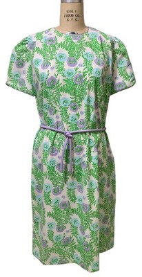 VESTED GENTRESS Vintage 70s/80s Women's SS Floral Shift Dress with Belt - Sz L