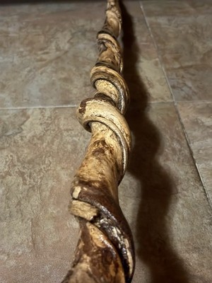 Vine Twisted Wooden Walking Stick w Vine Still Attached & Black Tones 59  Long