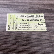 1959 NOV 29 CLEVELAND BROWNS VS SAN FRANCISCO 49ERS TICKET JIM BROWN 2 TD