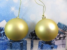 Christmas Ball Ornaments 2 Satin Gold Finish Plastic 2.75 Inch Shatterproof