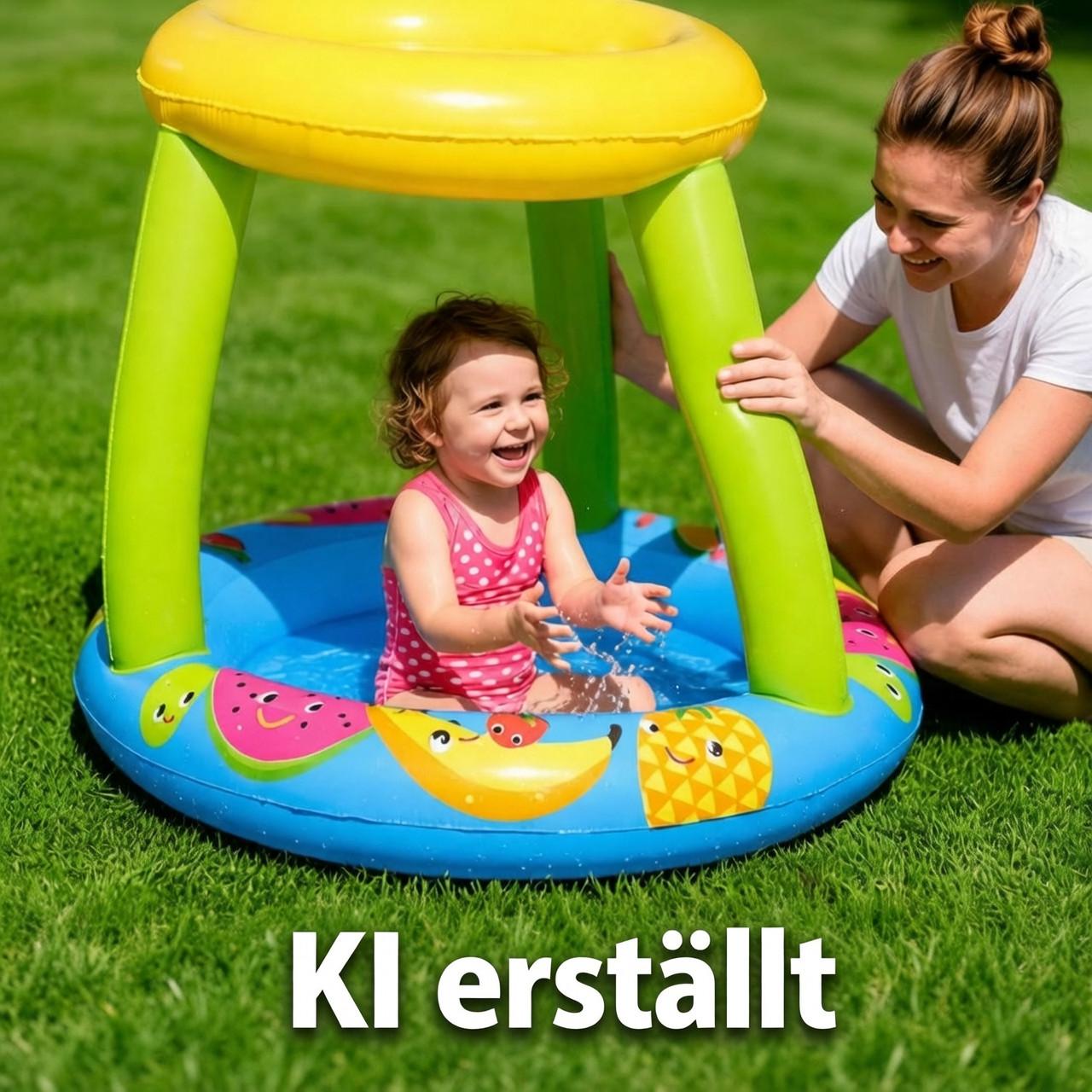 Piscina infantil con techo solar - Piscina inflable para bebés 102x8 cm piscina infantil