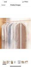5 PCS Garment Bags, 40 inch Plastic Clear Dust Proof Hanging Clothes Cover,