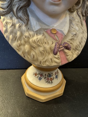 Antique Pair Colbert German Bisque Lady/Man w/Hat Bust 10.5"h x 6"w. Detailed - Picture 4 of 9