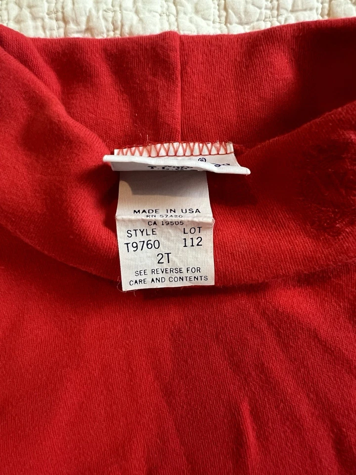 Винтажный ребенка ясельного возраста сердечки классический KnitStrings красный праздник черепаха шеи размер 2T - Изображение 3 из 4