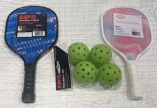 ESPN/Hunter Pickleball Paddle Set Lot 2 Paddles  4 Balls New Unused