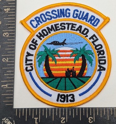 City of Homestead Florida Crossing Guard Patch   Iron On Badge 1913 Design