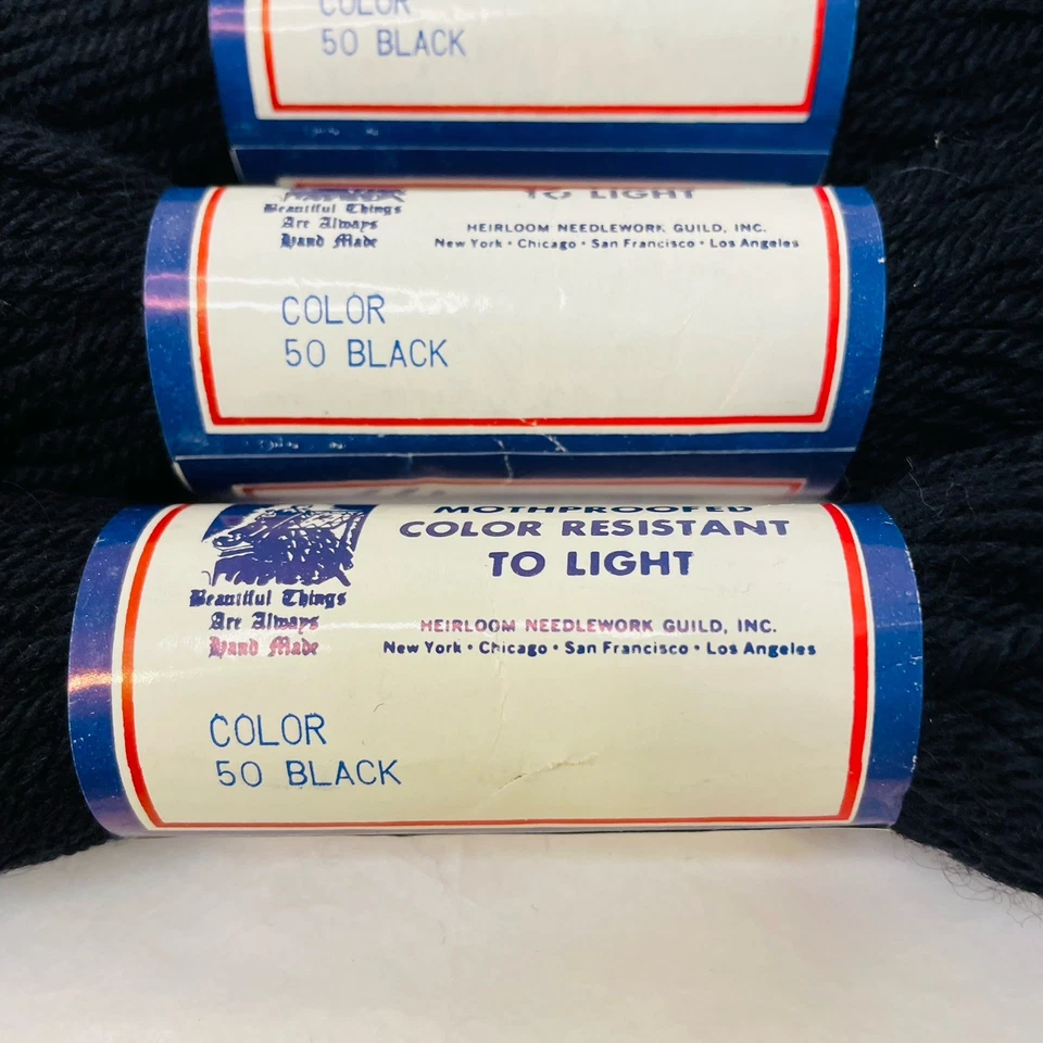 5 Black Hiawatha Real Needlepoint Virgin Wool 40 Yards Skeins #50 England - Image 4 of 4