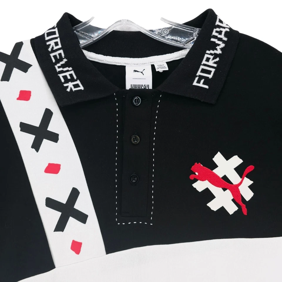 Camisa Polo Puma x Jahnkoy Negra Blanca Roja Para Hombre Calce Grande Usada en Excelente Condición Talla PEQUEÑA Foto 3 de 4