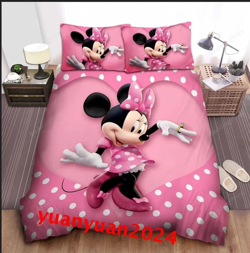 Minnie Mouse Pink 3D Duvet Cover Pillowcases Single Double King Bedding Set Gift - Picture 11 of 17