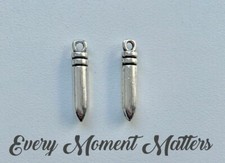 10 x Tibetan Silver BULLET 3D 'SOLID'  23x5mm Charm Pendant