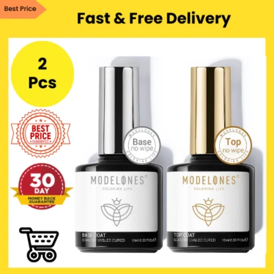 Gel Top Coat and Base Coat, 2Pcs 10ml Gel Nail Polish No Wipe Top Coat Set - image 1 of 4