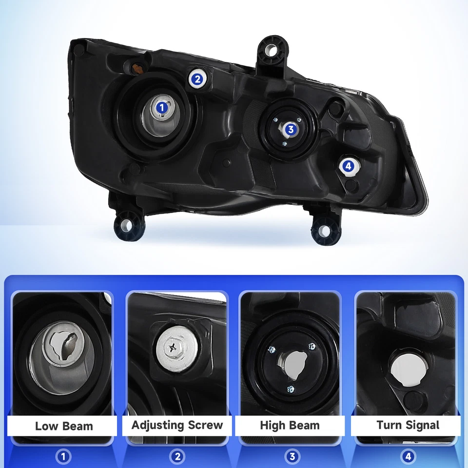 For 2008-2016 Chrysler Town&Country 2011-2020 Dodge Grand Caravan Pair Headlight Foto 3 de 4