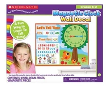 Scholastic MAGNETIC CLOCK INTERACTIVE Wall Decal Home School Teachers NEW Sealed