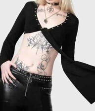 Killstar Elegy Front Tie Top Black Long-Sleeve Gothic Alternative KSRA008457