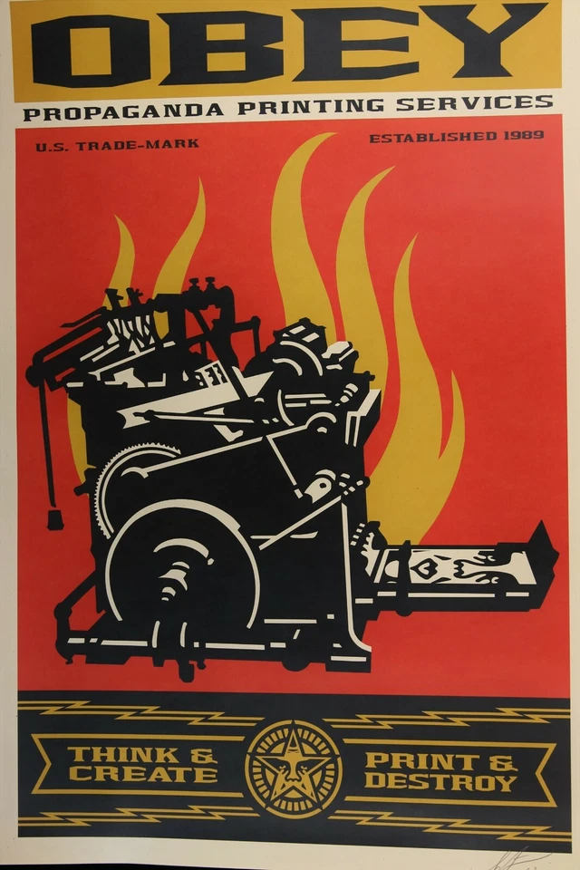SHEPARD FAIREY ♦ Printing Press ♦ GROSSE LITHOGRAPHIE SIGNIERT OBEY GIANT MINT - Bild 2 von 4